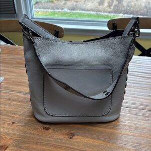 Kate Spade Bohemian Style Pebbled Gray Leather Shoulder Bag and Cross Body